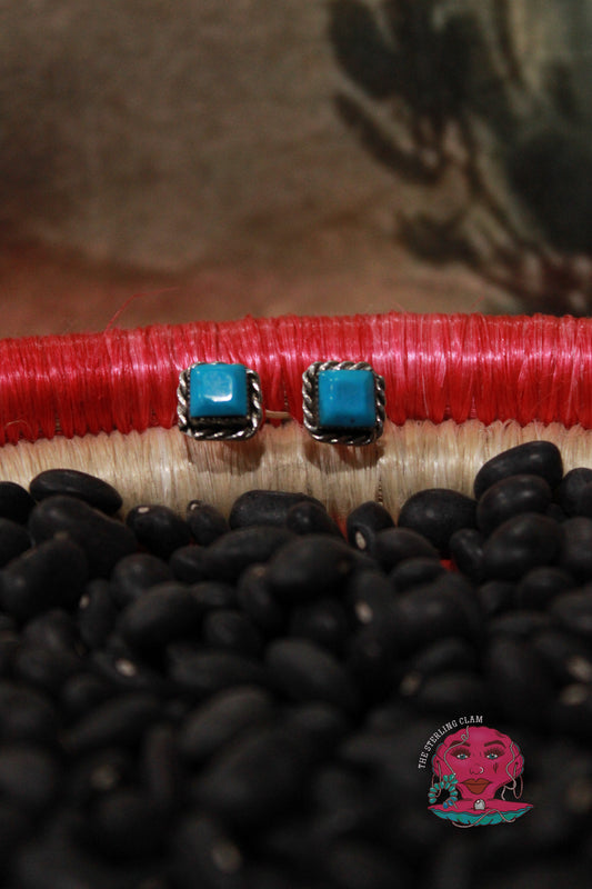The Square Studs--Turquoise